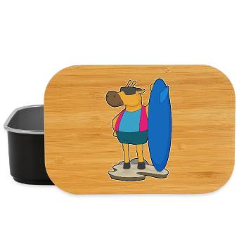 Giraffe Surfing Surfboard Summer - Lunch Box - black - Front
