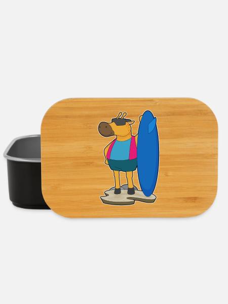 Giraffe Surfen Surfbrett Sommer - Lunch Box - Schwarz