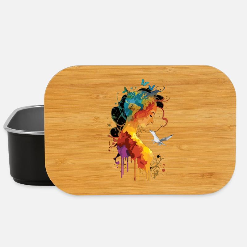 Geerdete Seele mit Schmetterling und Taube - Lunch Box - Schwarz