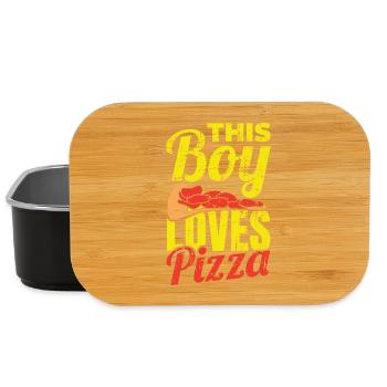 Ce garçon adore la pizza - Boîte à goûter - noir - Devant