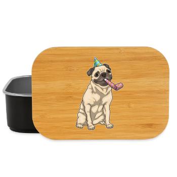 Mops Geburtstag Tröte - Lunch Box - Schwarz - Vorne