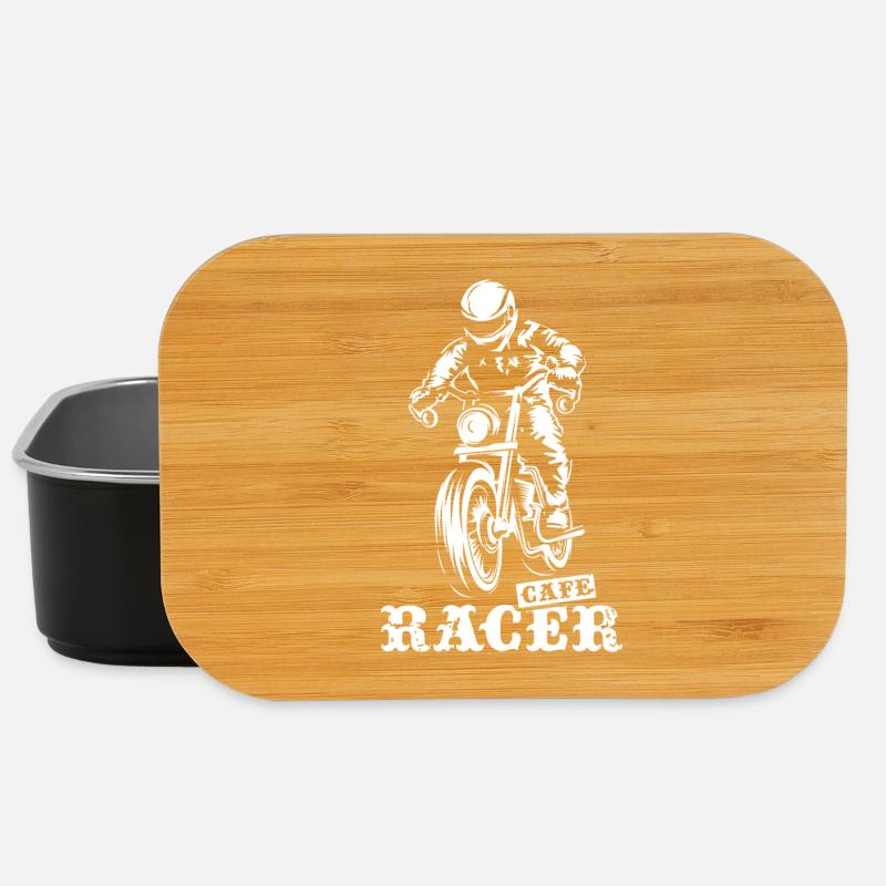 caferacer retro racer custom biker icon - Lunch Box - black