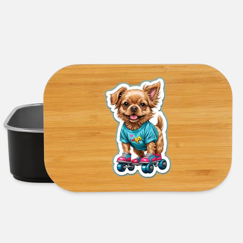 Doggy on roller skates - Lunch Box - black