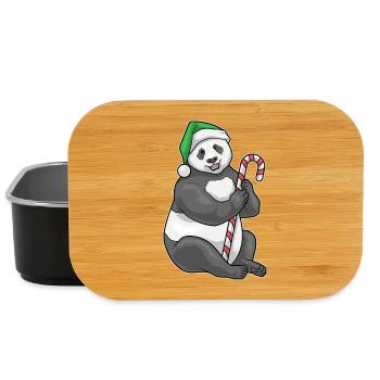 Panda Christmas Candy Cane - Lunch Box - black - Front