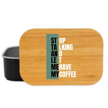 Stop Talking – Need Coffee First - Lunch Box - Schwarz - Vorne