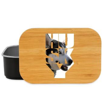 Lively husky design with head and text - Lunch Box - black - Front