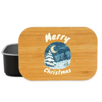 Merry Christmas Winter Forest Illustration - Lunch Box - black - Front