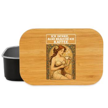 Pin-up avec un café dans le style Art nouveau - Boîte à goûter - noir - Devant