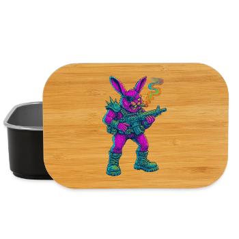 Neon Punk Bunny with Cigar And Rifle - Lunch Box - black - Front