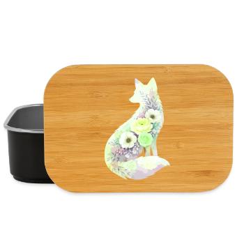 Fuchs Silhouette Aquarell Blumen - Lunch Box - Schwarz - Vorne