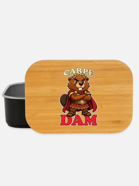 Carpe Dam Funny Roman Beaver Latin Pun History - Lunch Box - black