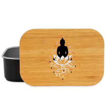 Buddha sitzt auf einer Lotusblüte und meditiert - Lunch Box - Schwarz - Vorne