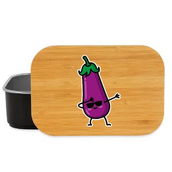 Dab Dabbing Aubergine Penis Emoji SMS meme Sex - Lunch Box - Schwarz - Vorne