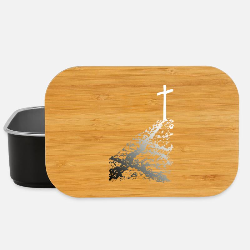 White cross with shadow - Lunch Box - black