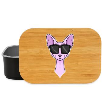 Chat cool avec lunettes de soleil - race de chat Sphynx - Boîte à goûter - noir - Devant