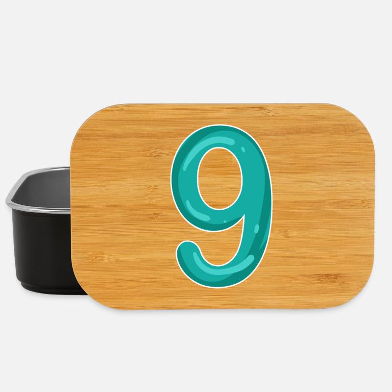 Number 9 - Nine - 9 Motif - Lunch Box - black