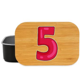 Number 5 - Five - 5 Motif - Number 5 Number - Lunch Box - black - Front