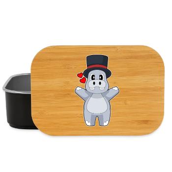 Hippopotamus Groom Top Hat Wedding - Lunch Box - black - Front