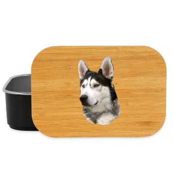 Husky Gesicht Schwarz Weiß - Lunch Box - Schwarz - Vorne