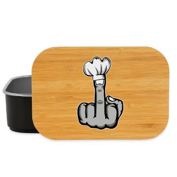 Middle Finger Stinky Finger Chef's Hat Design - Lunch Box - black - Front