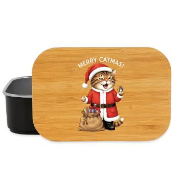 Katze Weihnachten Merry Catmas Santa lustig süß - Lunch Box - Schwarz - Vorne