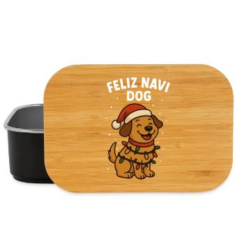 Feliz Navi Chien Noël Plaisir Vacances en famille - Boîte à goûter - noir - Devant