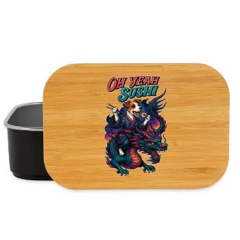Sushi Jack Russell Terrier Kimono Drache Geschenk - Lunch Box - Schwarz - Vorne