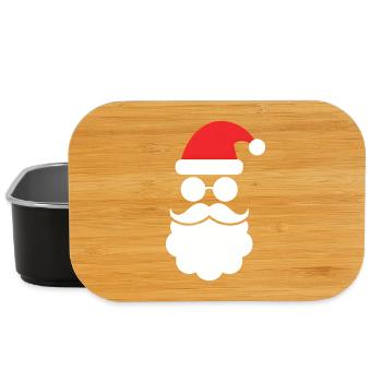 Santa Claus with Beard Minimal Head Design - Lunch Box - black - Front