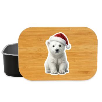 Petit ours glace avec un chapeau de Père Noël - Boîte à goûter - noir - Devant