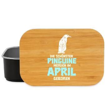 April Birthday Penguin Saying Funny - Lunch Box - black - Front
