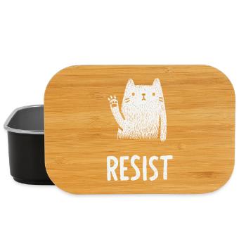Waving White Cat Illustration - Lunch Box - black - Front