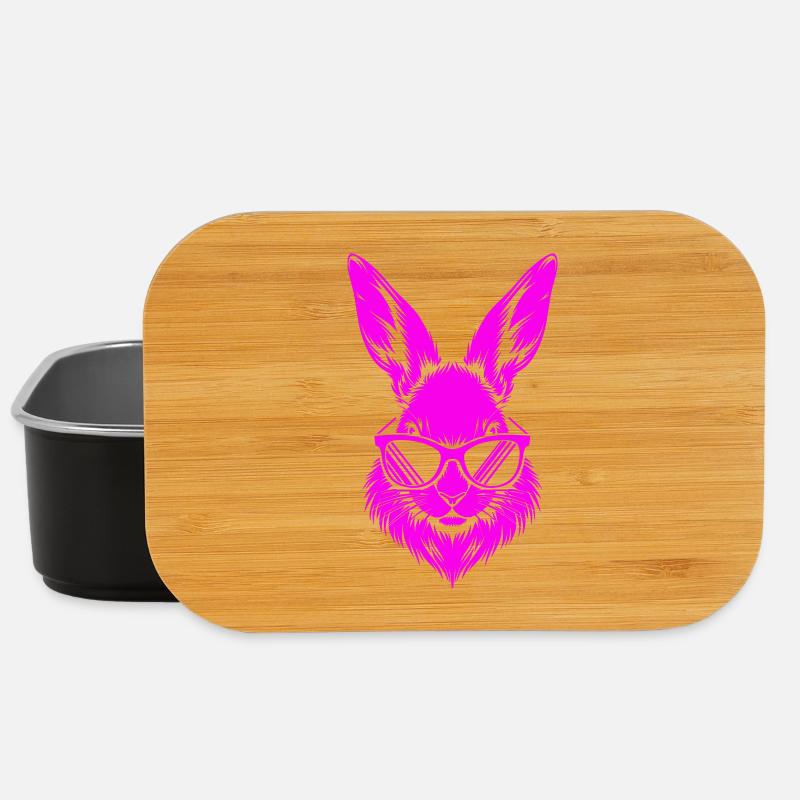 Neon bunny with sunglasses - Lunch Box - black