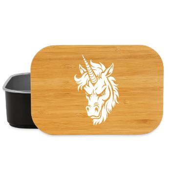 Evil Unicorn – Unicorn Head Black & White - Lunch Box - black - Front