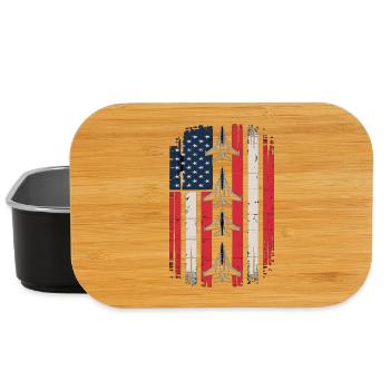 Jet Fighter USA Flag – Avion pilote - Boîte à goûter - noir - Devant