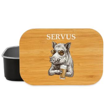 Funny Servus Wild Boar with Beer - Lunch Box - black - Front