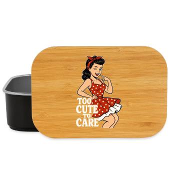 Too Cute to Care – Freches Pin-up Girl Retro - Lunch Box - Schwarz - Vorne