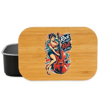 Rockabilly Pin-Up Girl mit Kontrabass Retro - Lunch Box - Schwarz - Vorne