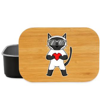 Siamkatze mit Sonnenbrille und Herz - Lunch Box - Schwarz - Vorne