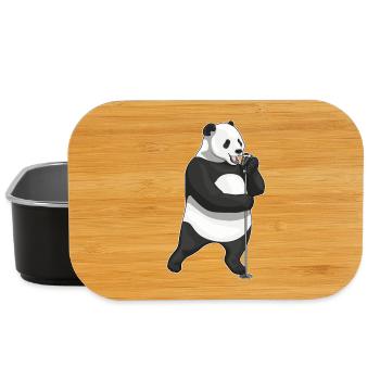 Panda Singer Chant au micro - Boîte à goûter - noir - Devant