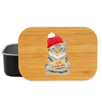 Süße Katze wünscht Frohe Weihnachten - Lunch Box - Schwarz - Vorne
