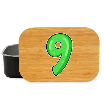 Number 9 - Nine - 9 Motif - Lunch Box - black - Front