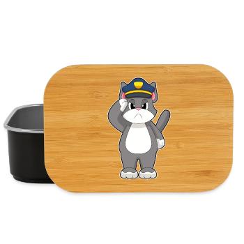 Cat, Policeman, Police - Lunch Box - black - Front