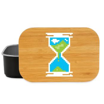 Pixel Hourglass Symbol - Landscape of the Earth - Lunch Box - black - Front