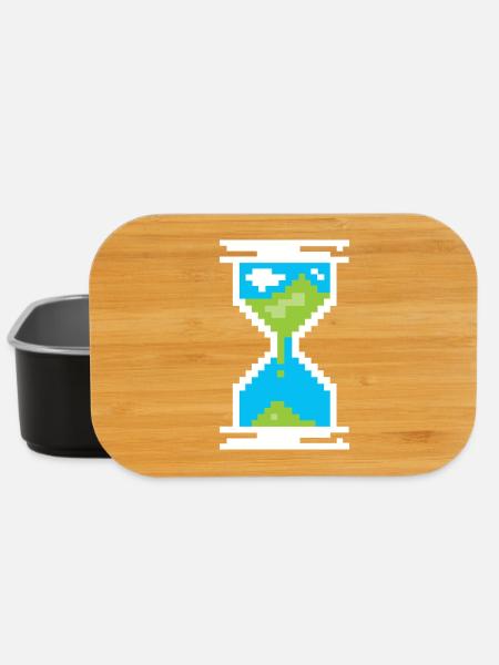 Pixel Sanduhr Symbol -Landschaft der Erde - Lunch Box - Schwarz
