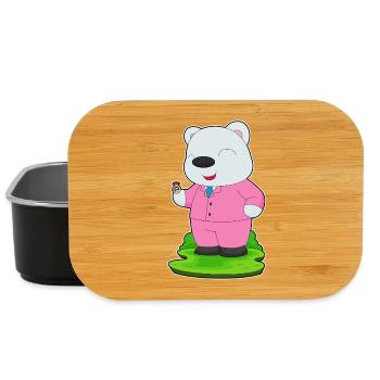 polar bear groom wedding ring wedding - Lunch Box - black - Front