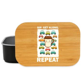 Verspielte Kaffeetasse mit Autos - Lunch Box - Schwarz - Vorne