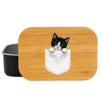 Cat Pocket peeks cute cat in the pocket - Lunch Box - black - Front