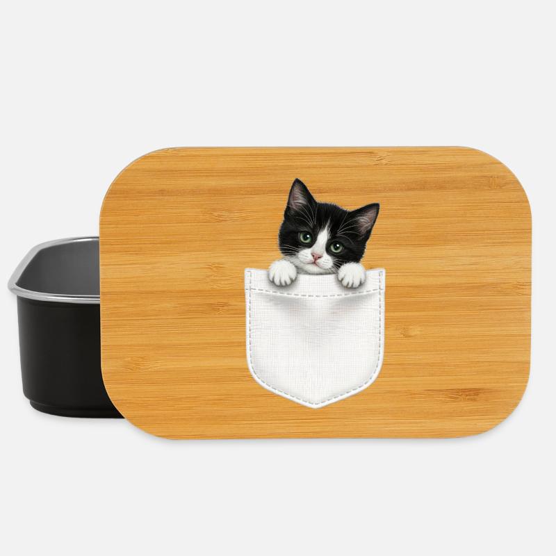 Cat Pocket späht süße Katze in die Tasche - Lunch Box - Schwarz