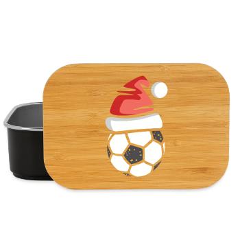 Football de Noël avec chapeau de Père Noël - Boîte à goûter - noir - Devant