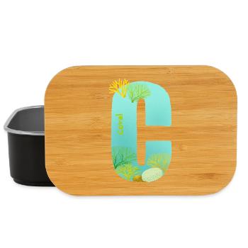 Coral Reef C Buchstabe Design Blau Grün Türkis - Lunch Box - Schwarz - Vorne